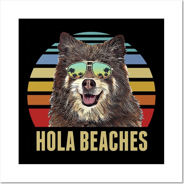 Hola Beaches Finnish Spitz Dog Funny Beach Summer Wall Art by TheBeardComic